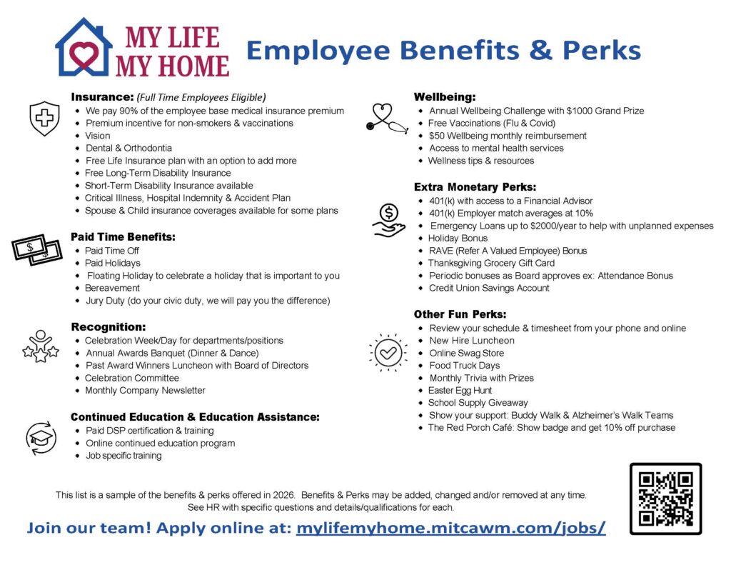 This is a list of our employee benefits and perks.